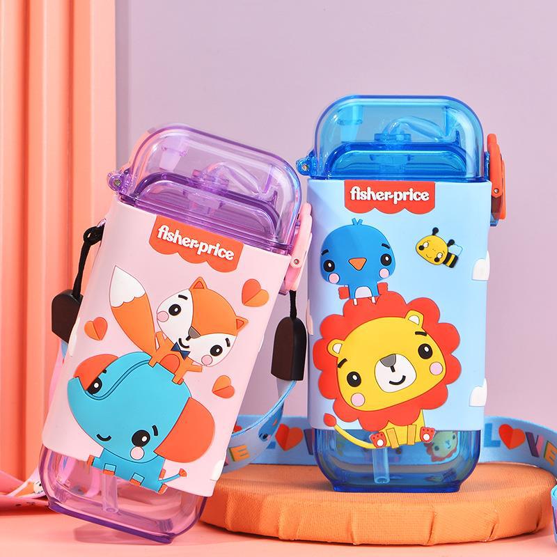 Fisher-Price Kidsren's Water Cup Baby Sippy Cup Summer Cup Rope Learning Drinking Cup Male and Female Students Sports Outdoor Water Kettle