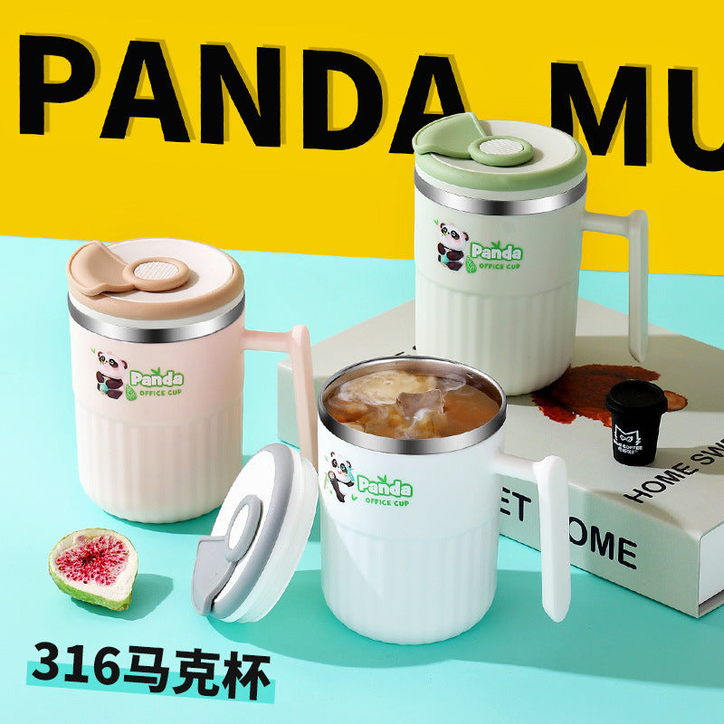 304 Stainless Steel Mug, High-Looking Cartoon Coffee Cup with Lid, Portable Tea Cup, Student Cup, Souvenir Wholesale