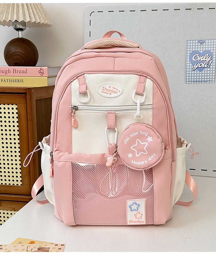 Girls' Schoolbags, Junior and High School Students' Versatile Backpacks, Large Capacity, Lightweight and Durable Travel Backpacks