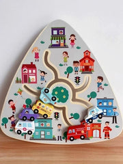 Montessori Early Education Wooden Track Maze Puzzle Matching Game (1–3 Years) — Find & Pair Placement Learning Toy