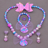 Children's Princess Necklace Bracelet Jewelry Set Mermaid Shell Imitation Pearl Necklace Little Girl Swimsuit Accessories