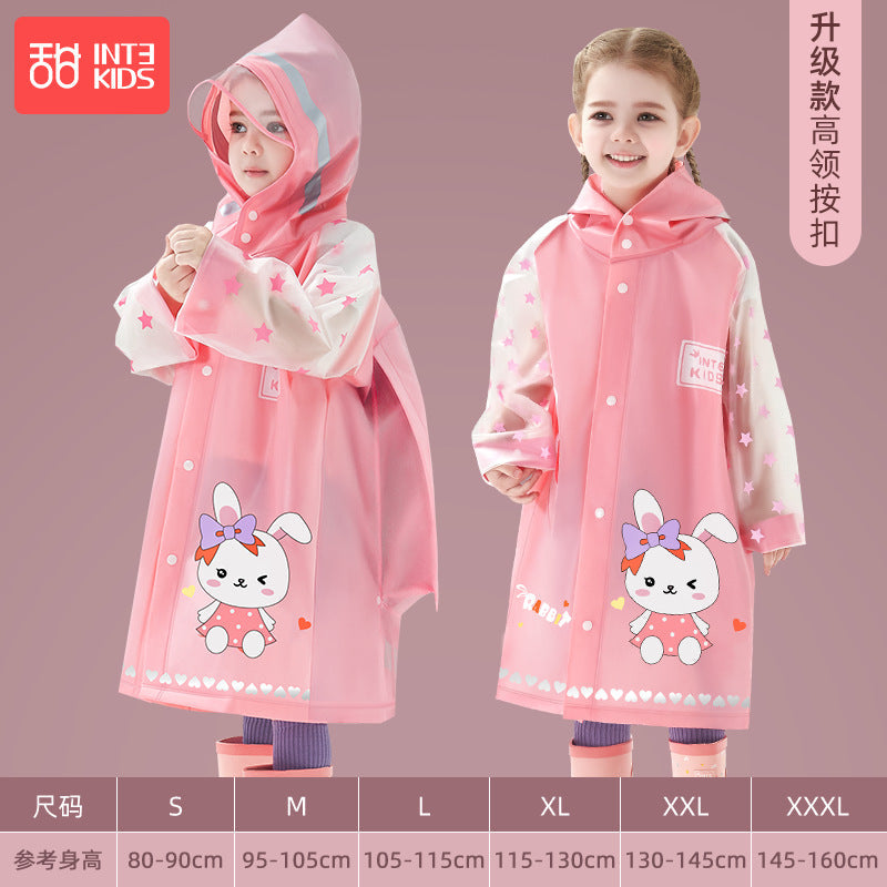 Children's Raincoat Cartoon Style for Girls and Boys, New Model for Kindergarten and Primary School Students, Special Backpack-Compatible Rain Poncho Wholesale