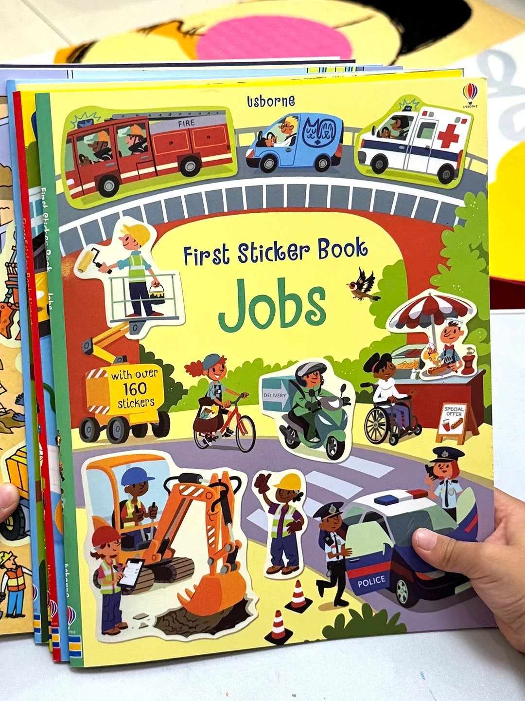 Overseas English Car Engineering Truck Sticker Book for Construction Site Traffic Stickers, Learning Toys for Children (Ages 3-6) Boys Toy (Set of 5)