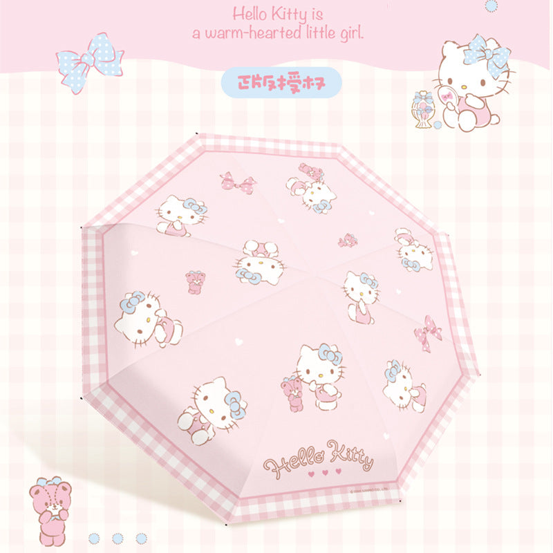 Authentic Sanrio Automatic Umbrella Cute Kt Cat 50% off Sunny or Rainy Dual-Use Sunshade Hellokitty Set