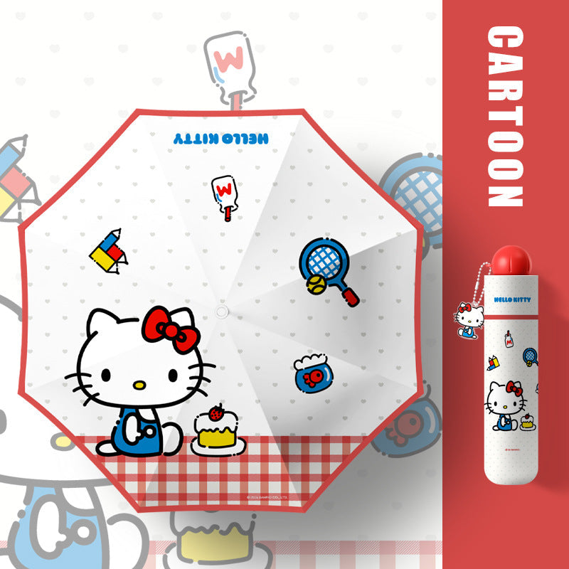 Authentic Sanrio Automatic Umbrella Cute Kt Cat 50% off Sunny or Rainy Dual-Use Sunshade Hellokitty Set