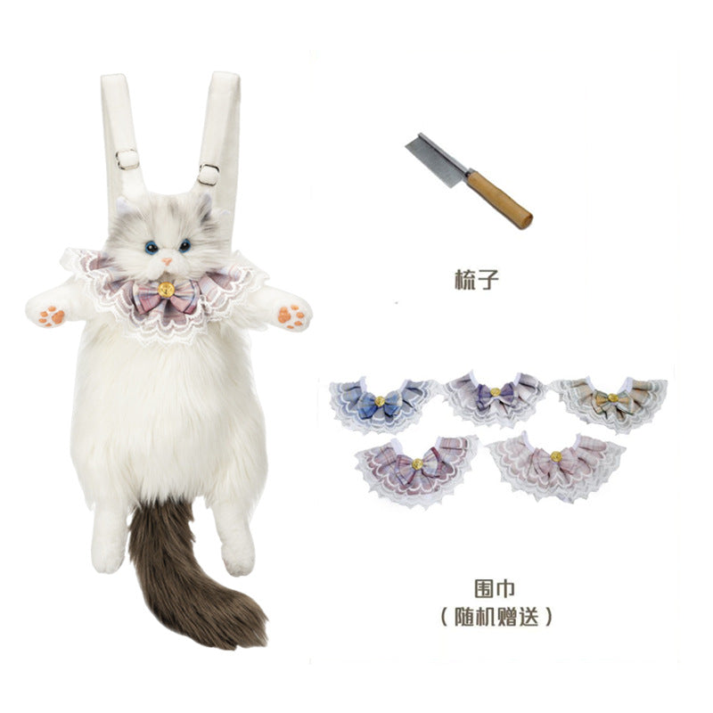 Cat Ragdoll Backpack Douyin Same Style Simulation Doll School Bag Cute Birthday Gift Doll Cat Backpack