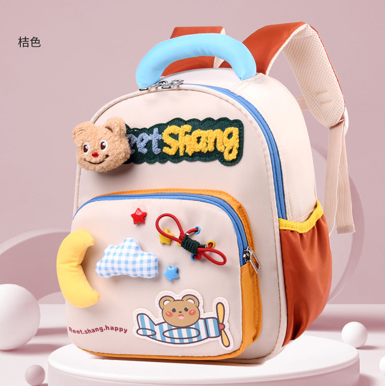New Kindergarten School Bag Girls' Kindergarten Small Class Middle Class Large Class Cartoon Lightweight Soft Travel Children's Male Backpack