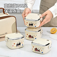 316 Stainless Steel Single-Layer Lunch Box, Microwaveable, Leak-Proof, Multiple Insulated Lunch Boxes with Thermal Bags