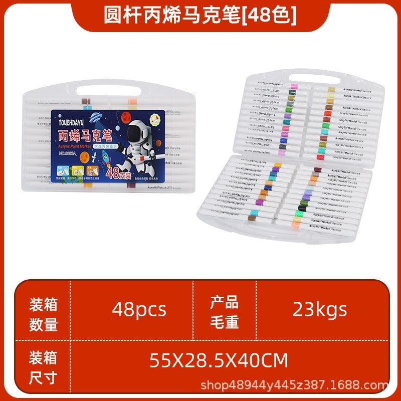 Acrylic marker children's painting graffiti thin rod 80 color brush opaque paper stackable color marker manufacturers wholesale