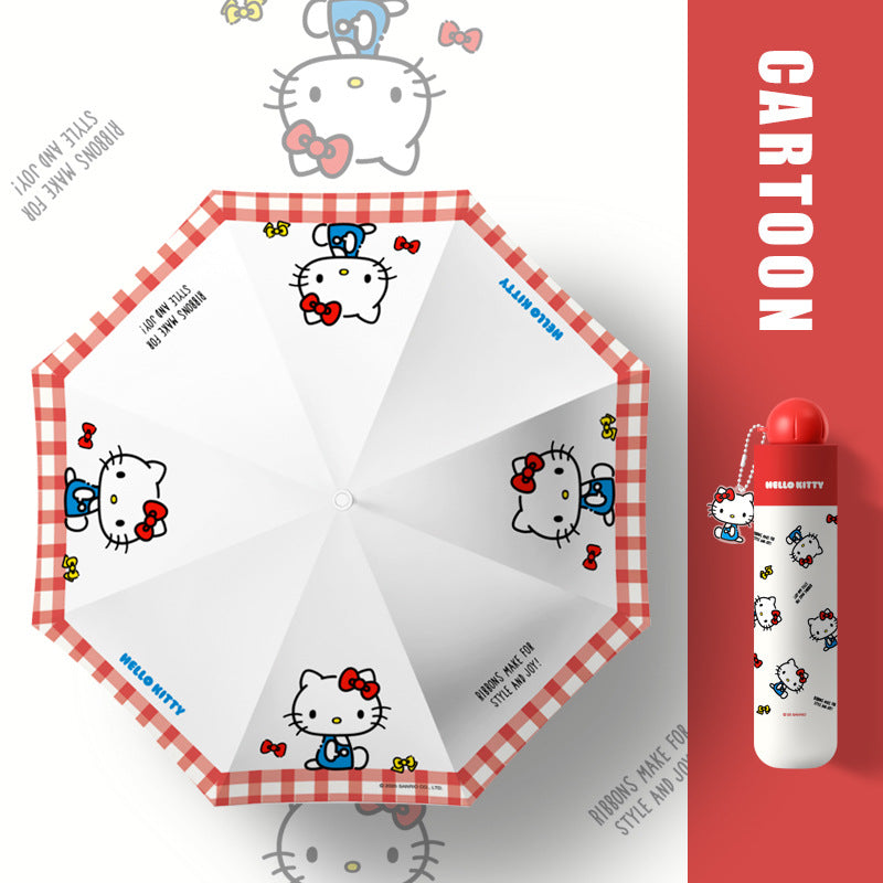 Authentic Sanrio Automatic Umbrella Cute Kt Cat 50% off Sunny or Rainy Dual-Use Sunshade Hellokitty Set