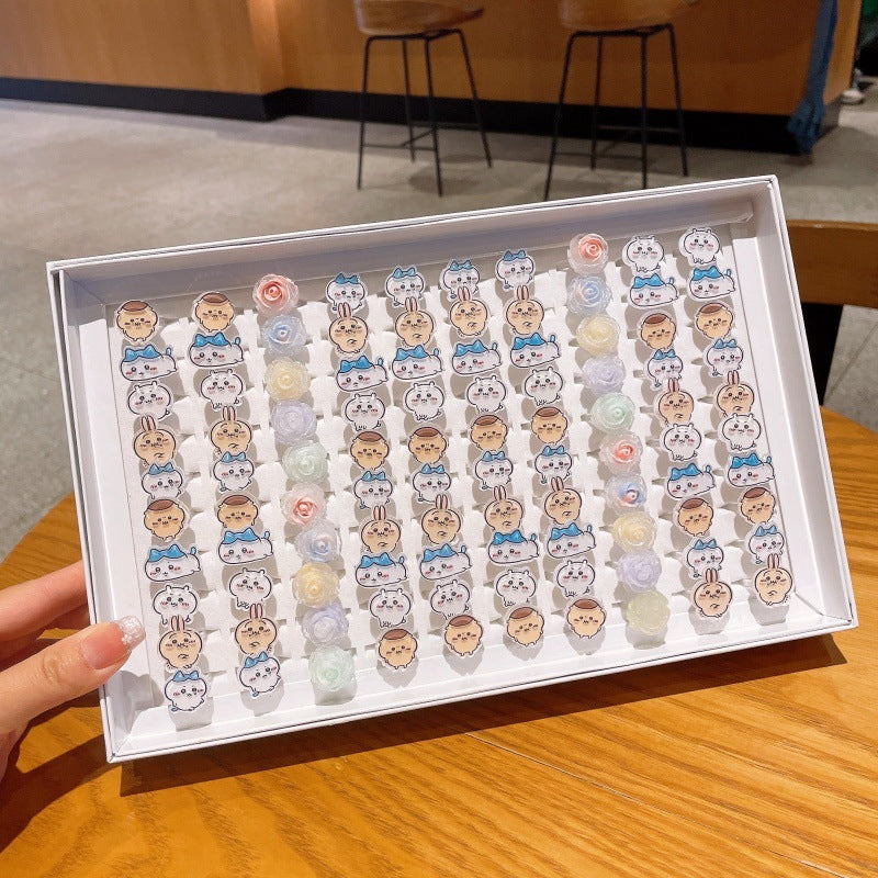 Children's Cartoon Cute Baby Open Plastic Ring Girls Versatile Fruit Adjustable Ring Little Girl Jewelry