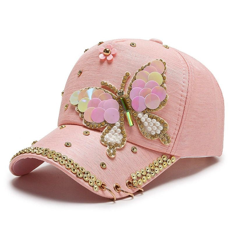 Cross-border Hat Women's New Sunscreen Sun Hat Trendy Baseball Cap Spring and Summer Fashion Sun Rhinestone Cap in stock