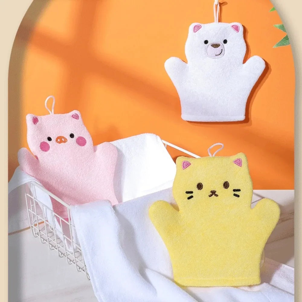 Cute Body Skin Cleaner Baby Bath Sponge Cartoon Foaming Childrens Bath Towel Dead Skin Remover Body Clean Sponge Kids