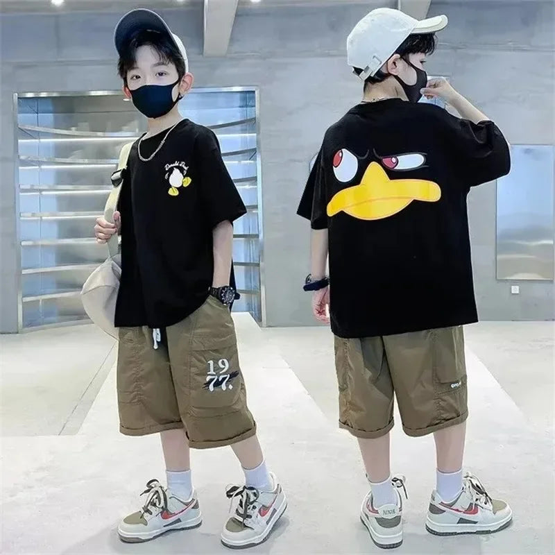 Summer Kids Clothes Streetwear Print Cartoon T Shirt Short Sleeve Baby Tops Tees Korean Boys Girls Clothes Y2k Cotton T