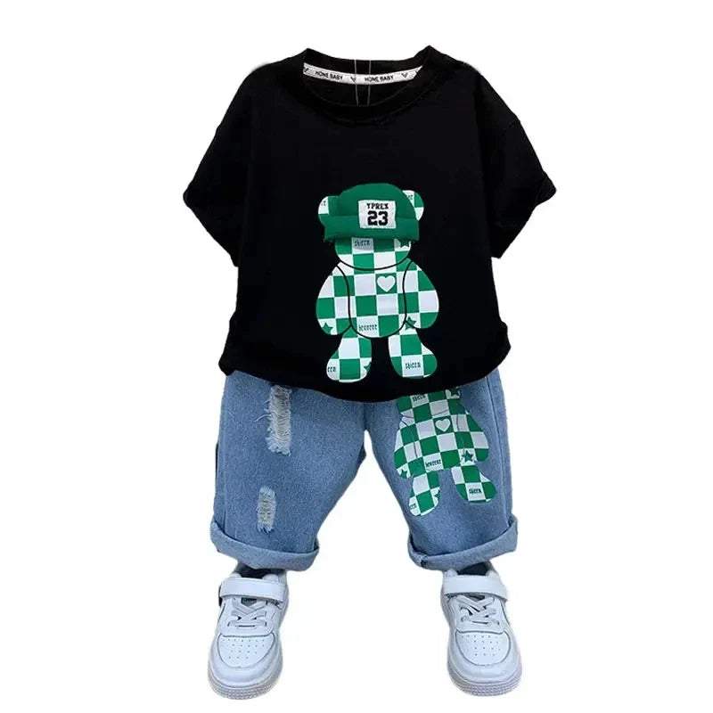 New Selling Summer Baby Boys Clothing Sets Tops bear T-shirt +Short Pants 2 Pieces Set Kids - Boys Summer & Party Dresses
