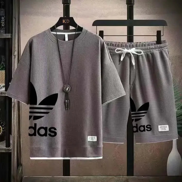Summer New Men - Summer New Men's pullover sportswear Set, fashionable basketball men's casual short-sleeved T-shirt +