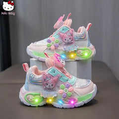 Sanrio Kuromi Autumn Girls Anime New Sneakers Children's Kawaii Cartoon Princess Shoes Breathable Rotary Button Luminous Shoes