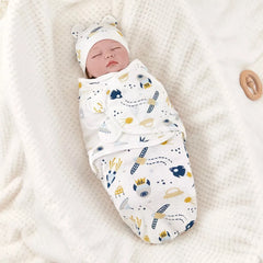 Pure cotton skin-friendly newborn baby wrap, easy to wear with, easy to change diapers, with a cap, give baby more protection