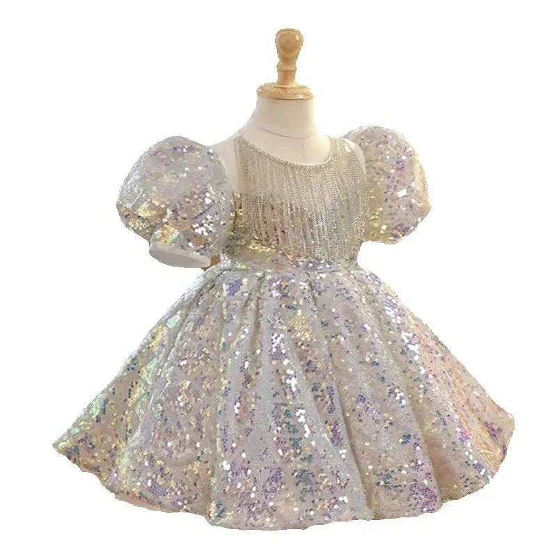 Luxurious Princess Glitter Lush Girl Party Dresses Elegant Fluffy Girl Princess Dress Shiny Flower Birthday Wedding Dress Girl