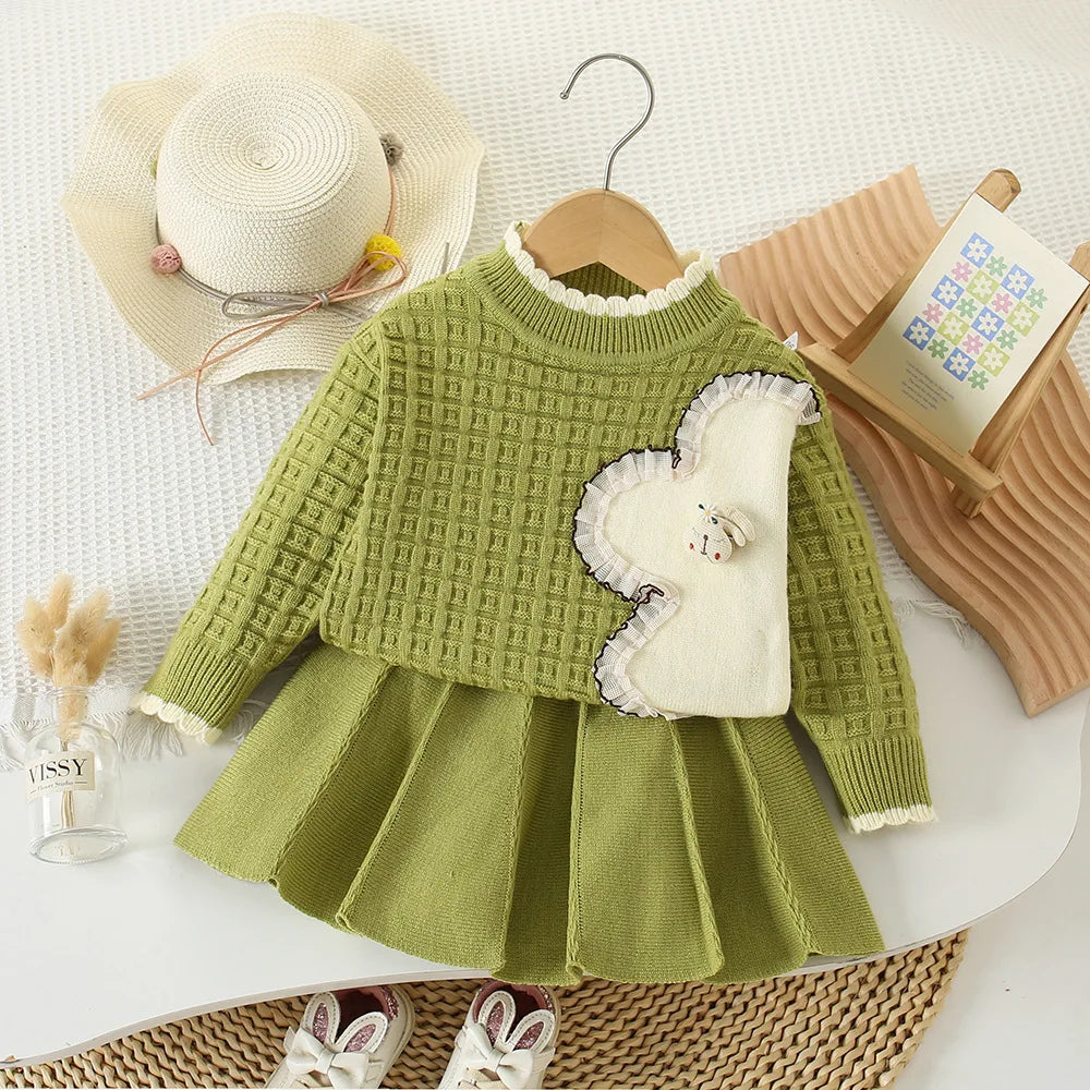 Kids' sets and outfits Fall Winter Sweater 2PCS SETS Chic for Cute Baby Girl Clothes Girls Clothes Solid Knit Skirt Set