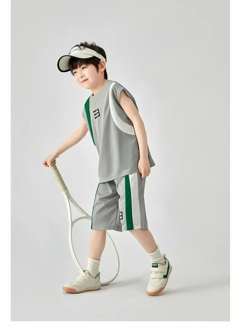 Boys Basketball Suit Summer Sportswear Comfortable Suit Vest Lightweight Shorts Children's Korean Version Handsome Two-piece