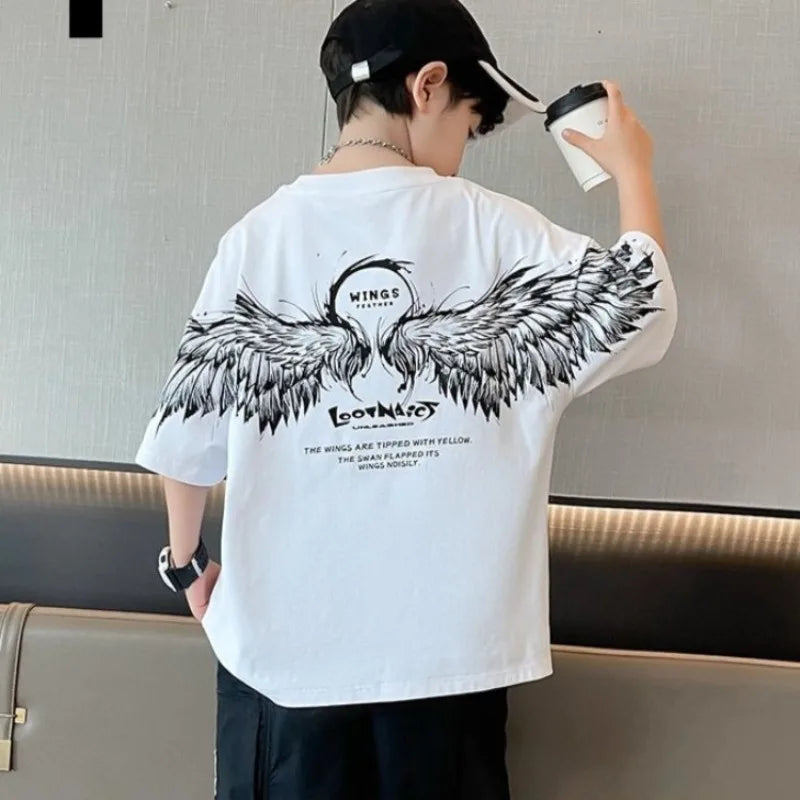 Summer Kids Wing T-Shirt Cotton Loose Stylish Boy's Shirt Big Kids Summerwear - Boys Summer & Party Dresses - Baby's World