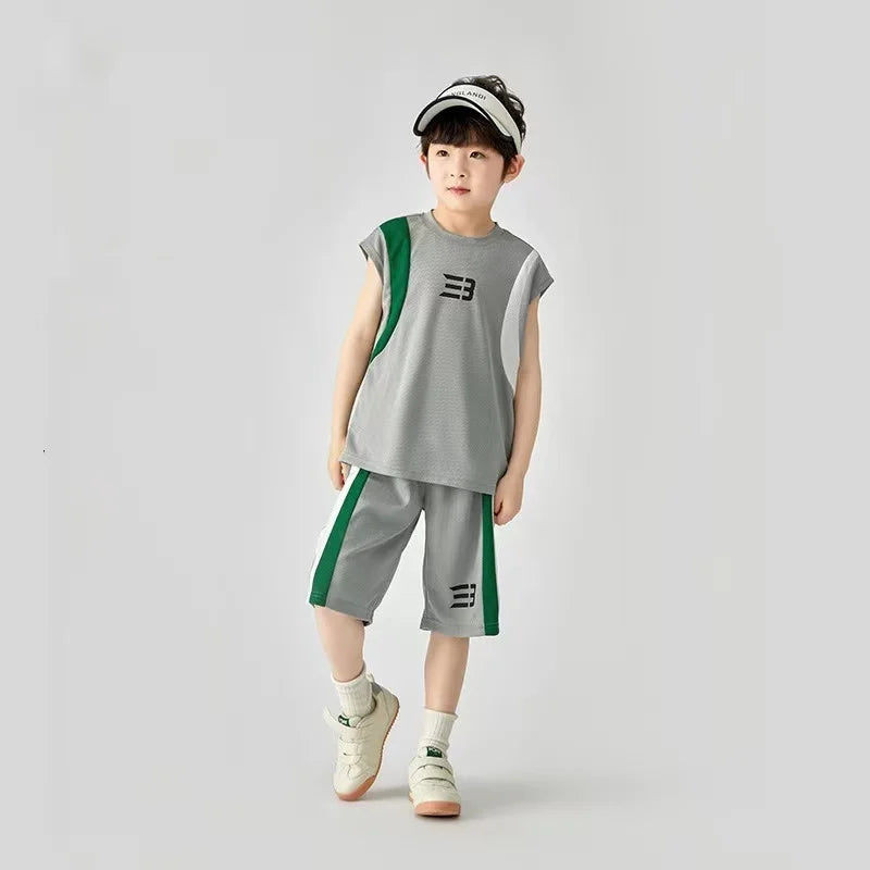 Boys Basketball Suit Summer Sportswear Comfortable Suit Vest Lightweight Shorts Children's Korean Version Handsome Two-piece