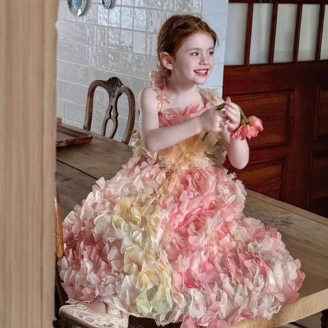 Children Heavy Industry Flower Dress Girls Birthday Banquet Princess Dress Children High End Performance Dress