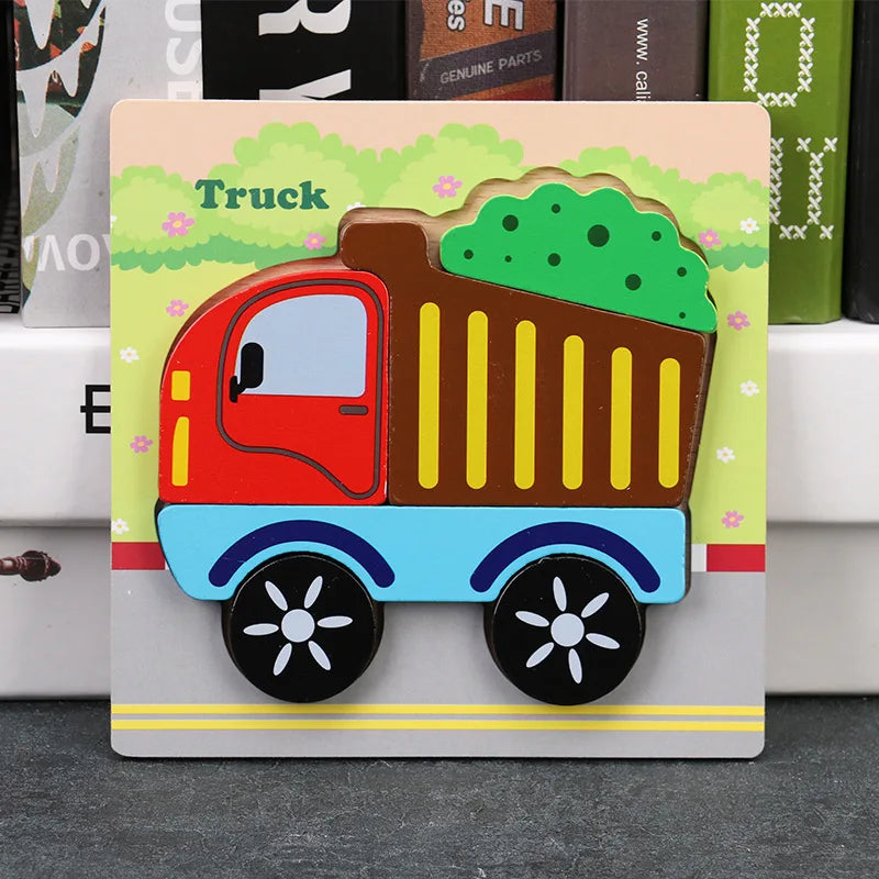 Baby High Quality 3D Wooden Puzzles Educational Cartoon Animals Early Learning Intelligence Puzzle Game Toys for Children