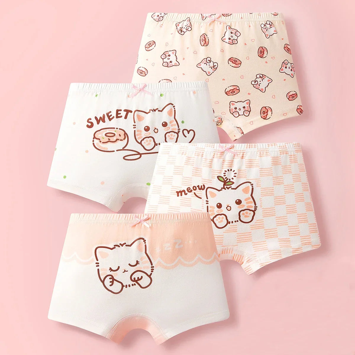 4pcs Cotton Girls Soft Panties Baby Lovely Character Pattern Cartoon Panty Students Boxer Briefs Kids Underwears Children Boxers