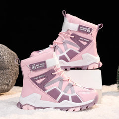 Childrens Snow Boots New Fashion PU Winter Warm Casual Sports Shoes Outdoor High Top Anti Slip Kids Hiking Boots for Boys