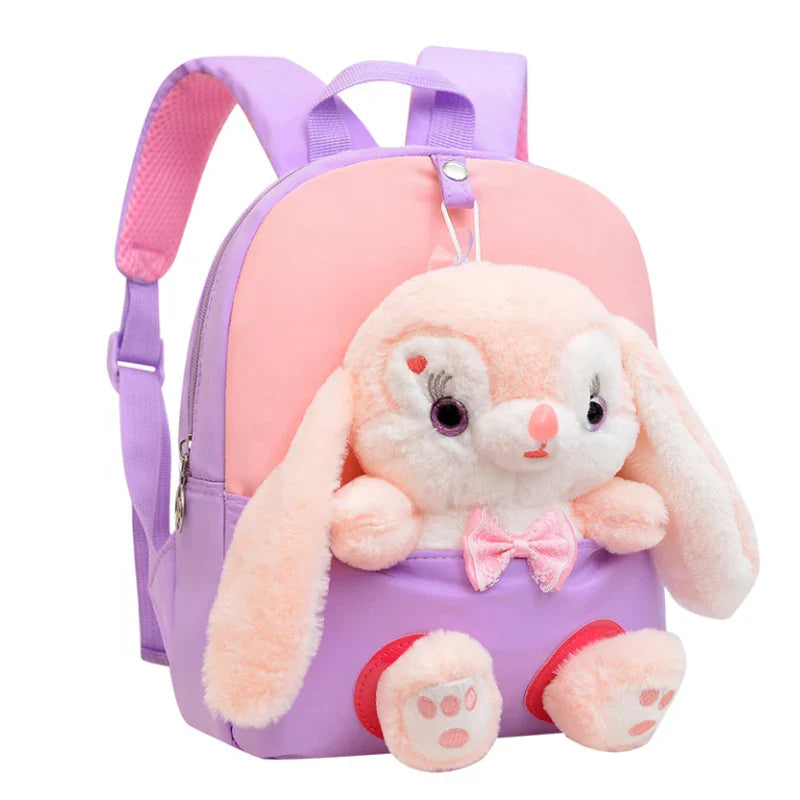 Cartoon Kindergarten Backpack New Children's School Bag Cute Plush Rabbit Doll Backpack