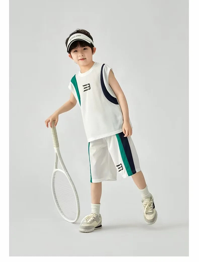 Boys Basketball Suit Summer Sportswear Comfortable Suit Vest Lightweight Shorts Children's Korean Version Handsome Two-piece