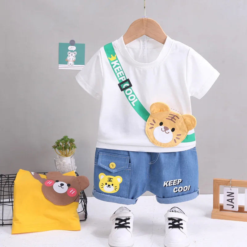 Summer Boys Clothing - Summer Baby Boys Clothing Sets Cartoon Bear Cotton T-Shirt + Shorts Suits for Baby Kids Tracksuits