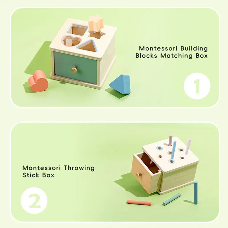 Wooden Color Shape Sorting Toys Drawer Box Busy Board Matching Game Fine Motor Sensory Toys Montessori Learning For Baby