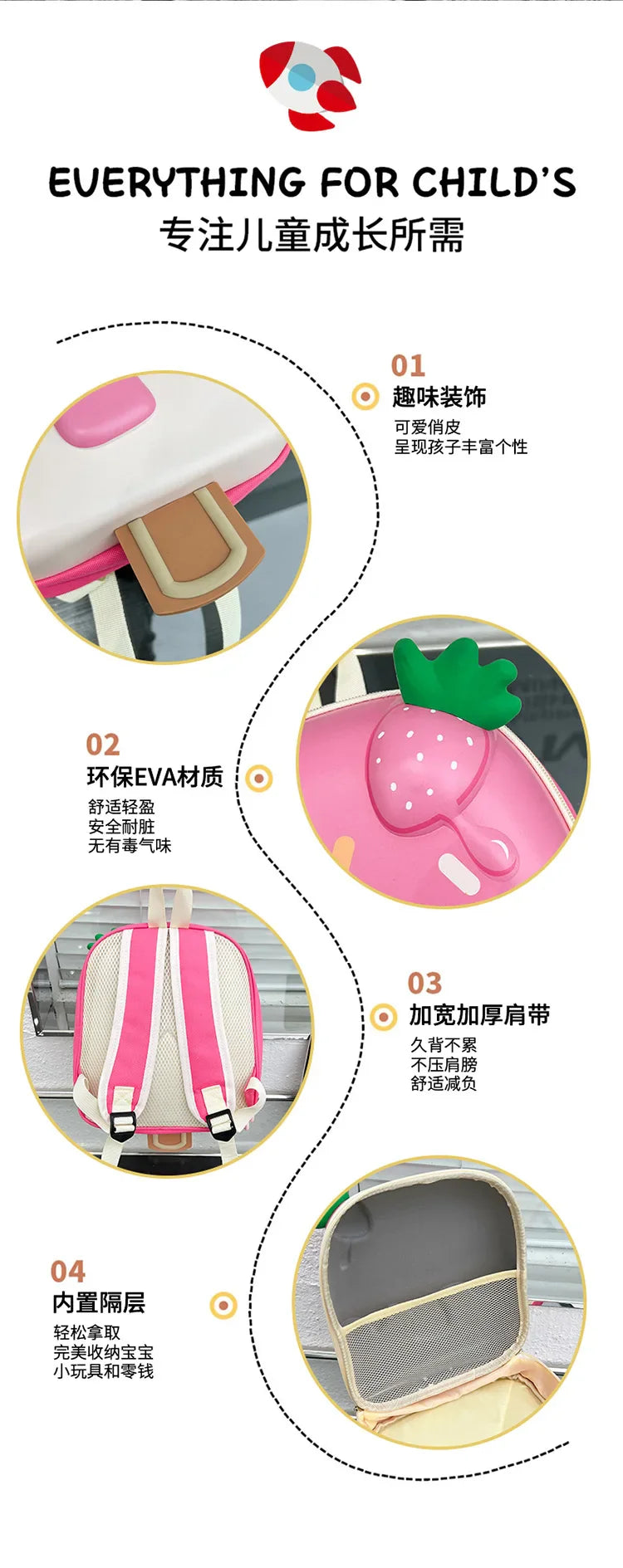 2024 New Korean Version Ice cream Shape Children's Backpack Kindergarten Schoolbag 3-5 Years Old Boys Girls Cute Children Bag