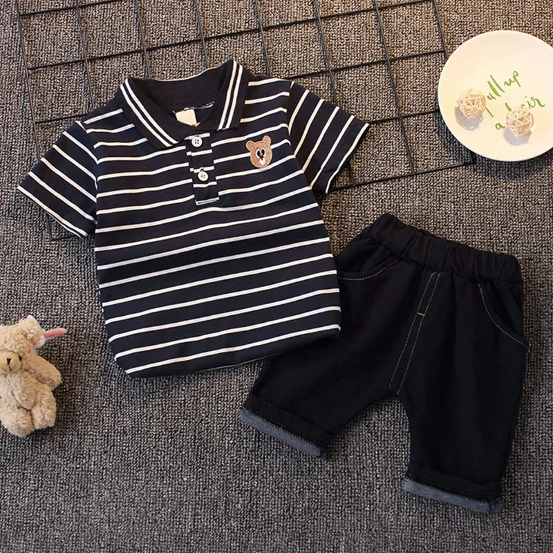 Fashion Boys Clothes Sets Toddler Kids Polo T-shirt + Shorts Children's Clothes - Boys Summer & Party Dresses - Baby's World