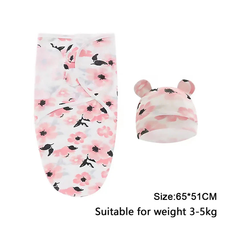 Pure cotton skin-friendly newborn baby wrap, easy to wear with, easy to change diapers, with a cap, give baby more protection