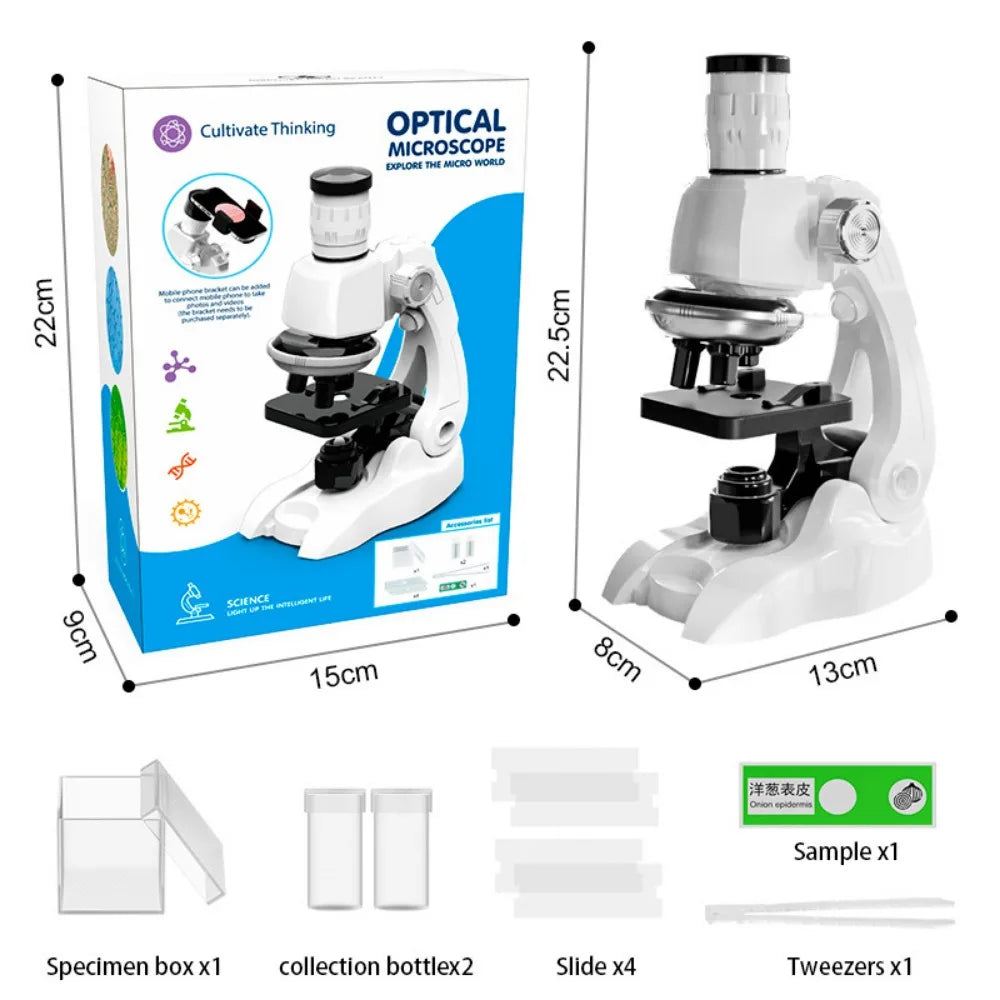 200x 600x 1200x Children Microscope Kit HD Adjustable Pocket Microscope Observing Bacteria Biological Science