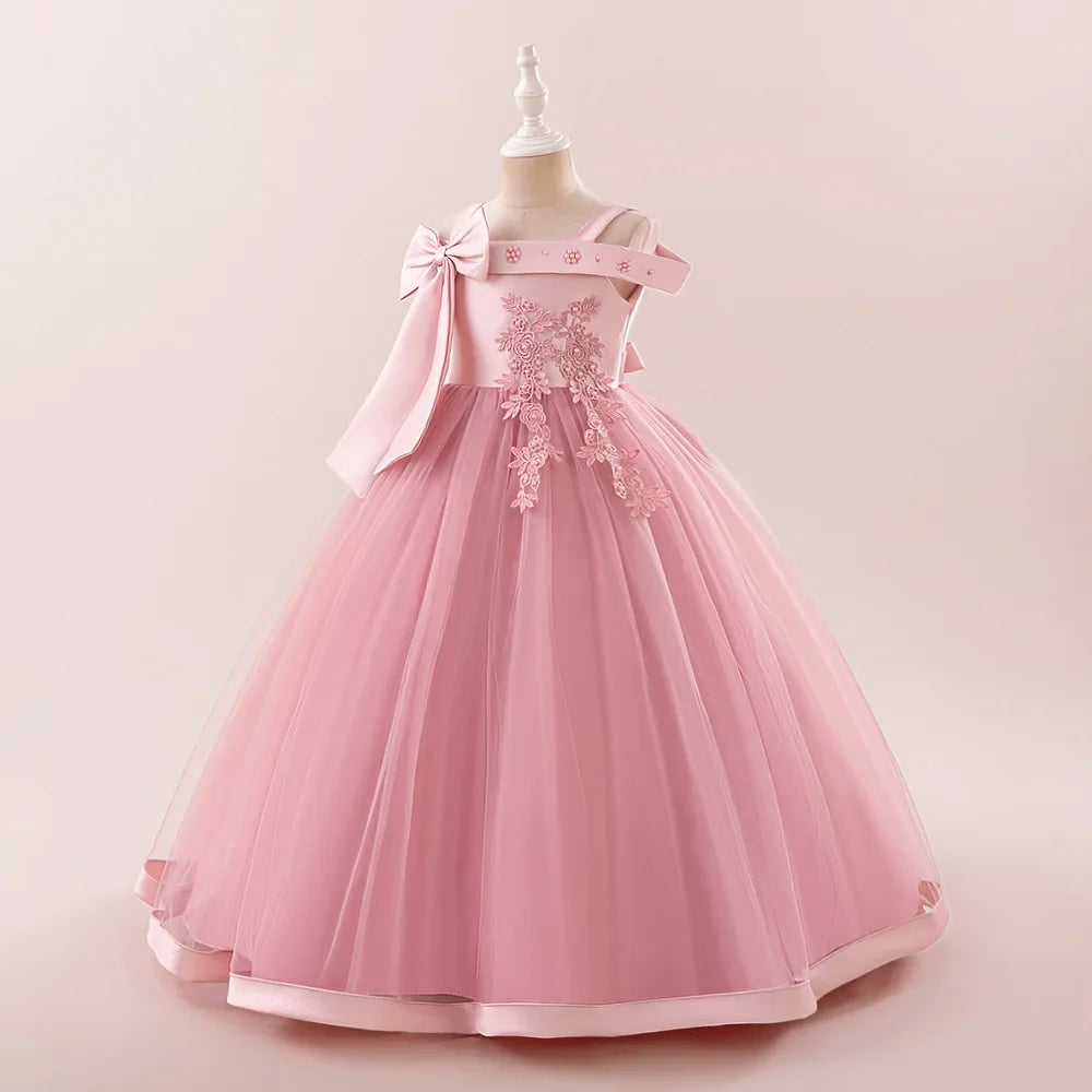 Fashion Bridesmaids Party Girls Dresses Elegant Flower Wedding Princess Dress for Girl Birthday Evening Prom Christmas Costumes