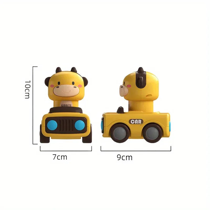 Cartoon Figure Friction Toy Cars, No Battery Push & Go Sliding Vehicles for Kids Age 1-3, Fun Baby Toys for Fine Motor
