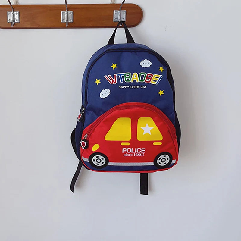 Kindergarten Bapa Boys School Bag 3 Years Old Car Digger Cartoon Character Dual oulder Straps Lightweight Waterproof