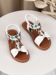 Fashion Children's Sandals 2025 Bohemian Shoes Hook Loop Comfortable Beach Sandals Random Beads Color