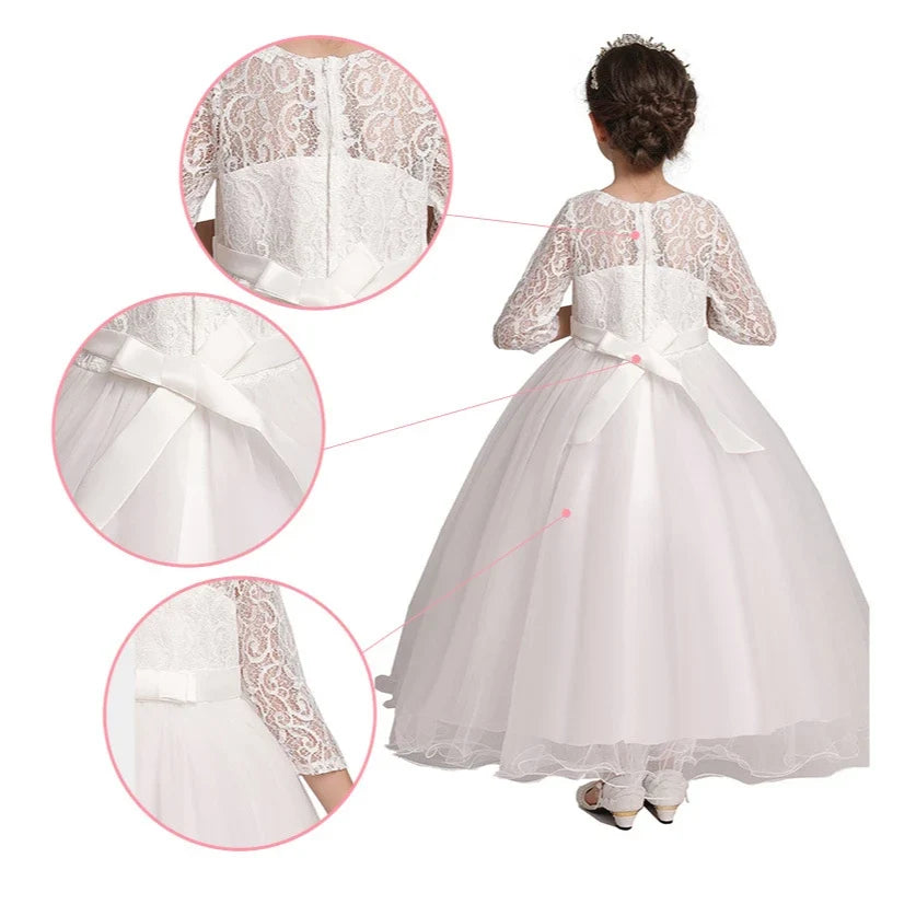 Baby Girl Princess Dress for Party Ball Gown Wedding White Dresses Kids Christmas Bridesmaid Costume Girl Birthday Party Dress
