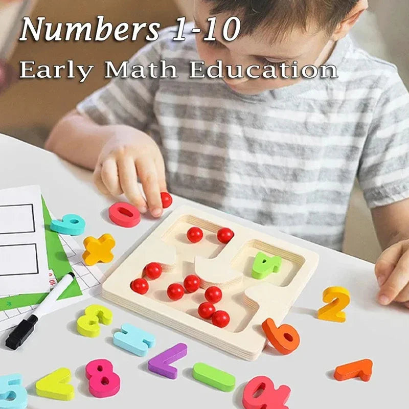 Montessori Math Wooden Toy Addition Subtraction Teaching Aids Preschool Learning Education Toy Color Bead Sorting Board For