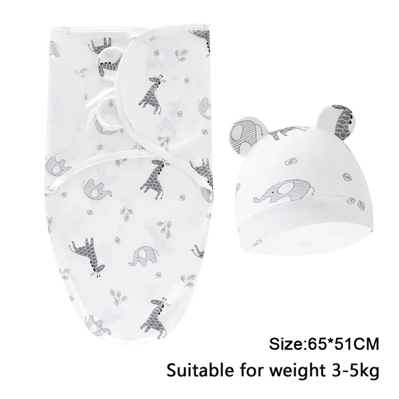 Pure cotton skin-friendly newborn baby wrap, easy to wear with, easy to change diapers, with a cap, give baby more protection