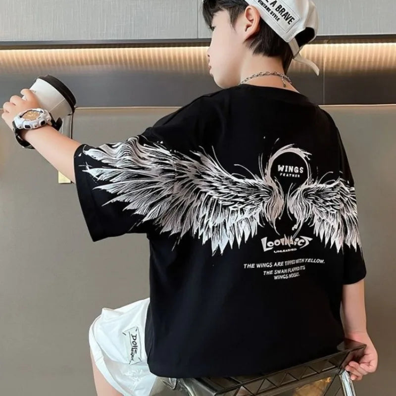 Summer Kids Wing T-Shirt Cotton Loose Stylish Boy's Shirt Big Kids Summerwear - Boys Summer & Party Dresses - Baby's World