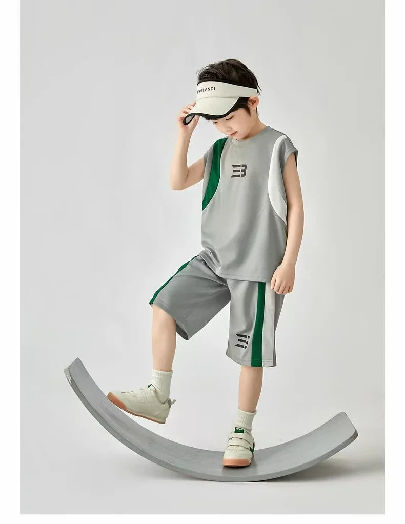 Boys Basketball Suit Summer Sportswear Comfortable Suit Vest Lightweight Shorts Children's Korean Version Handsome Two-piece