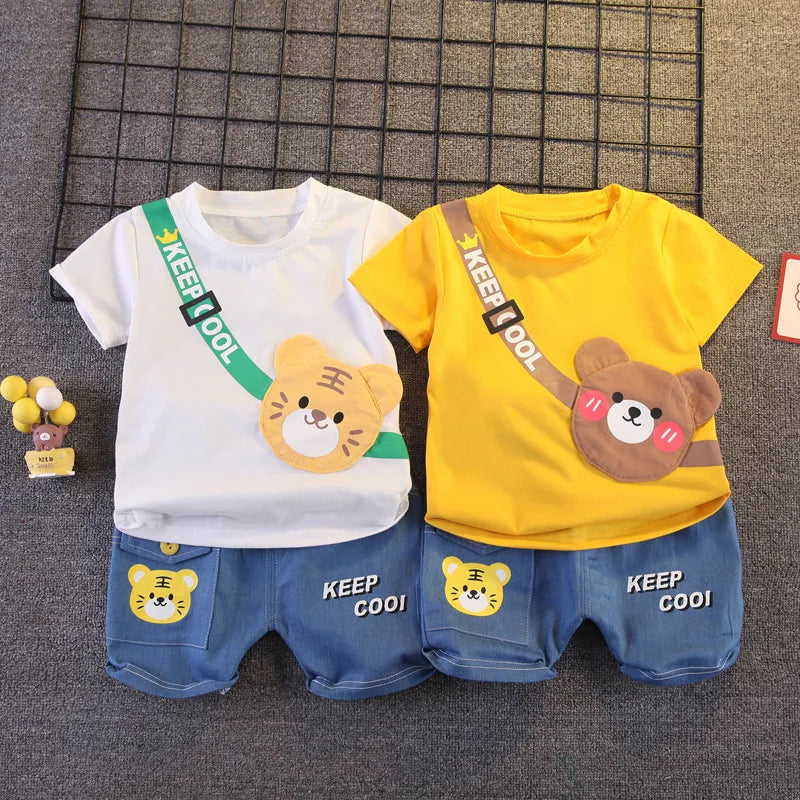 Summer Boys Clothing - Summer Baby Boys Clothing Sets Cartoon Bear Cotton T-Shirt + Shorts Suits for Baby Kids Tracksuits