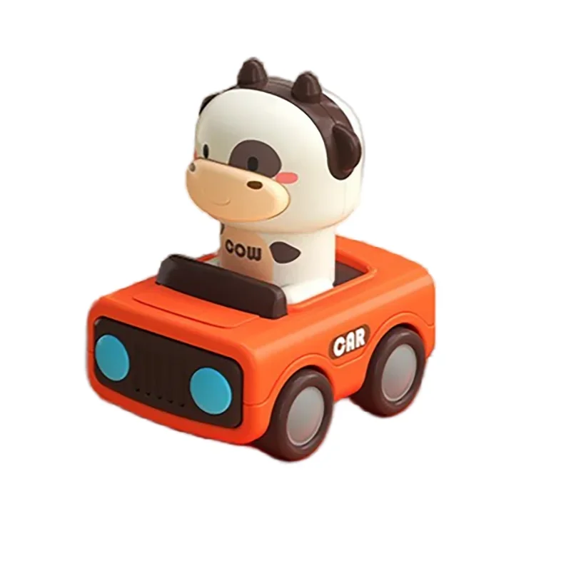 Cartoon Figure Friction Toy Cars, No Battery Push & Go Sliding Vehicles for Kids Age 1-3, Fun Baby Toys for Fine Motor